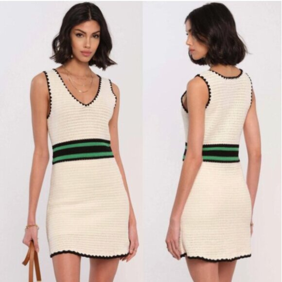 HEARTLOOM Nile Crochet Knit Mini Dress, M NWT - Picture 2 of 9